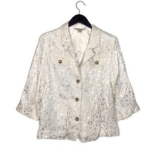 TANJAY Off White Metallic Wide Sleeve Blazer Jacket